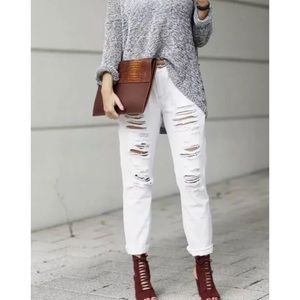 JustFab distressed ripped boyfriend jeans